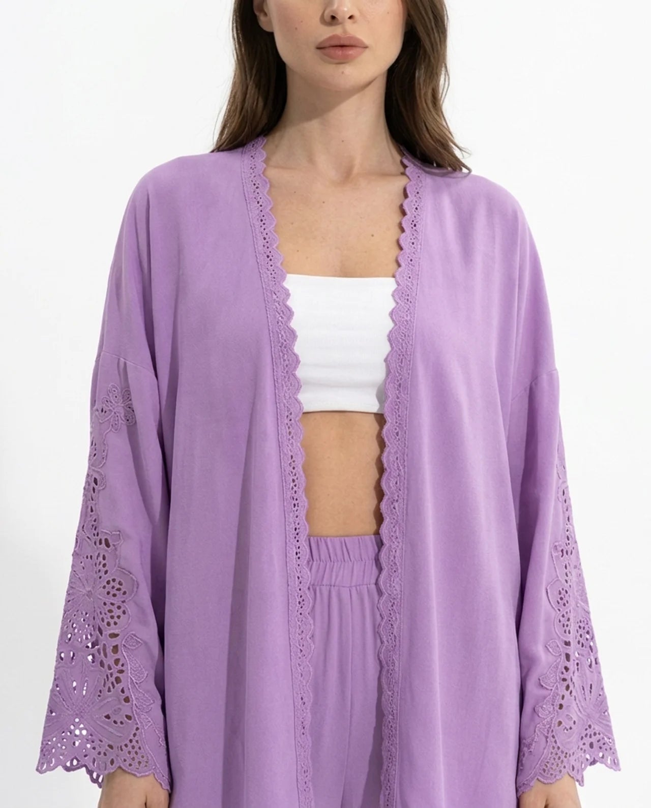 IBIZA | Ensemble veste ouverte en dentelle et pantalon