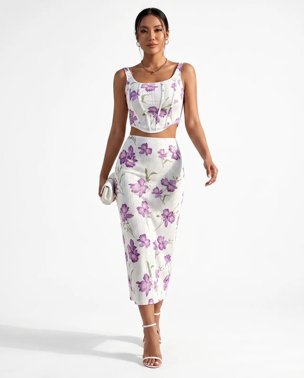 CAPRI | Ensemble top fleuri et jupe moulante