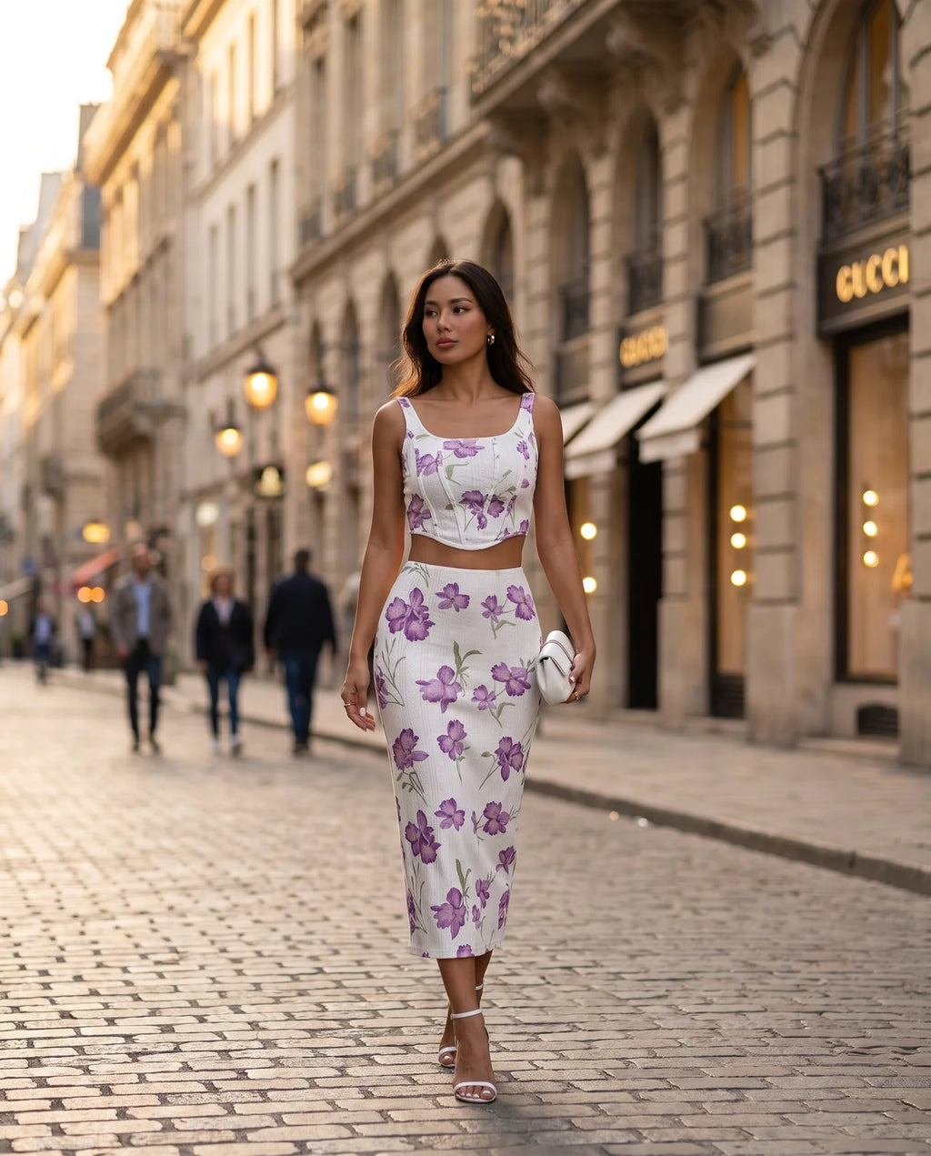 CAPRI | Ensemble top fleuri et jupe moulante