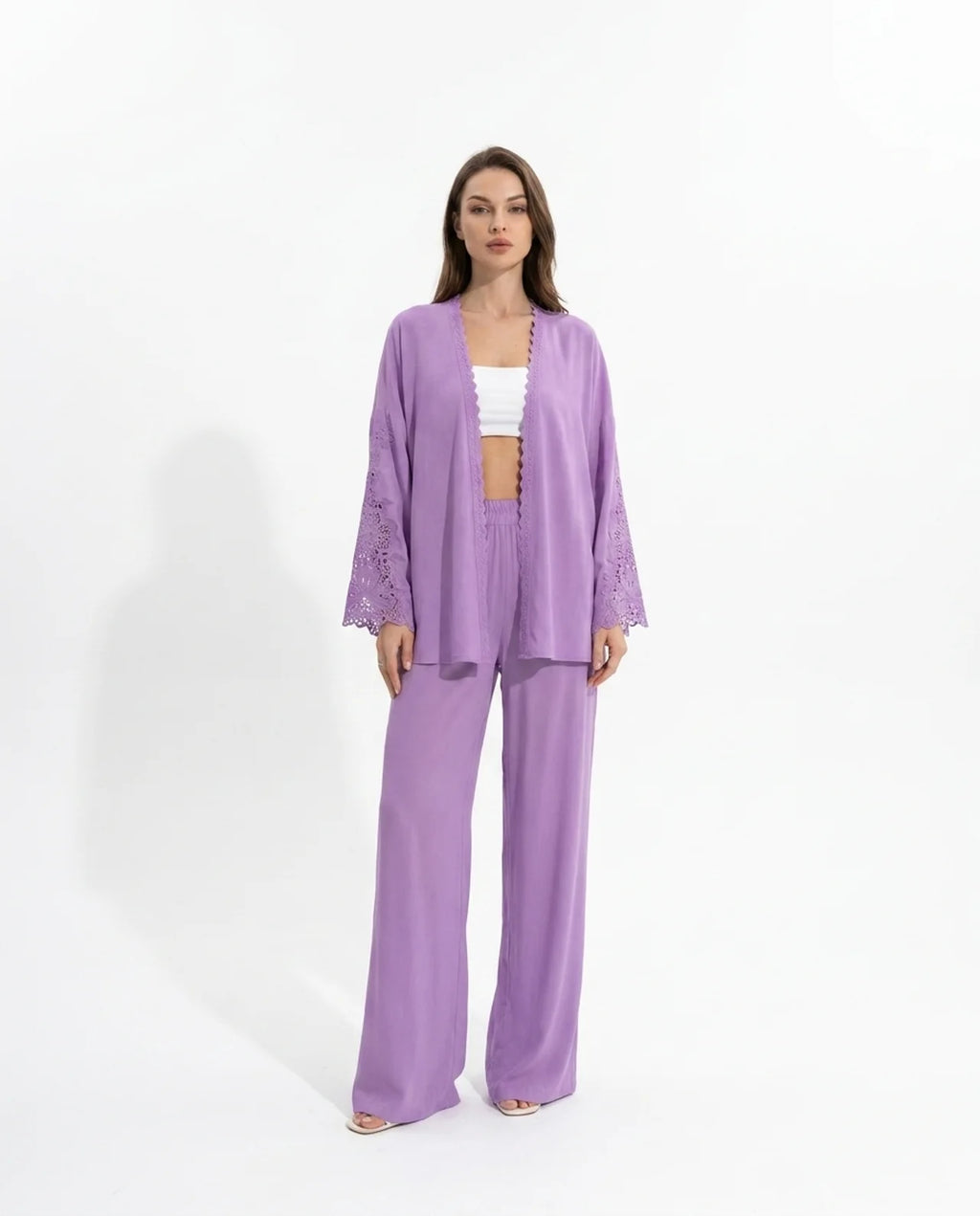 IBIZA | Ensemble veste ouverte en dentelle et pantalon