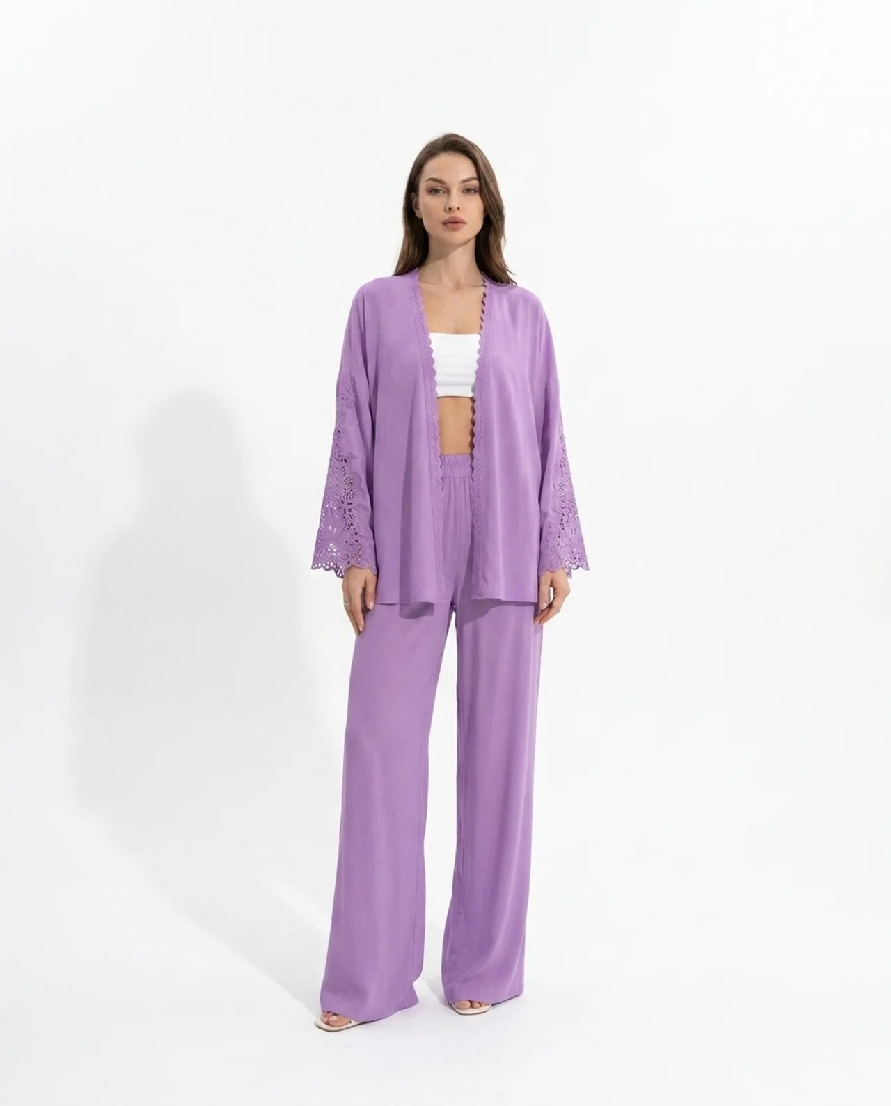 IBIZA | Ensemble veste ouverte en dentelle et pantalon