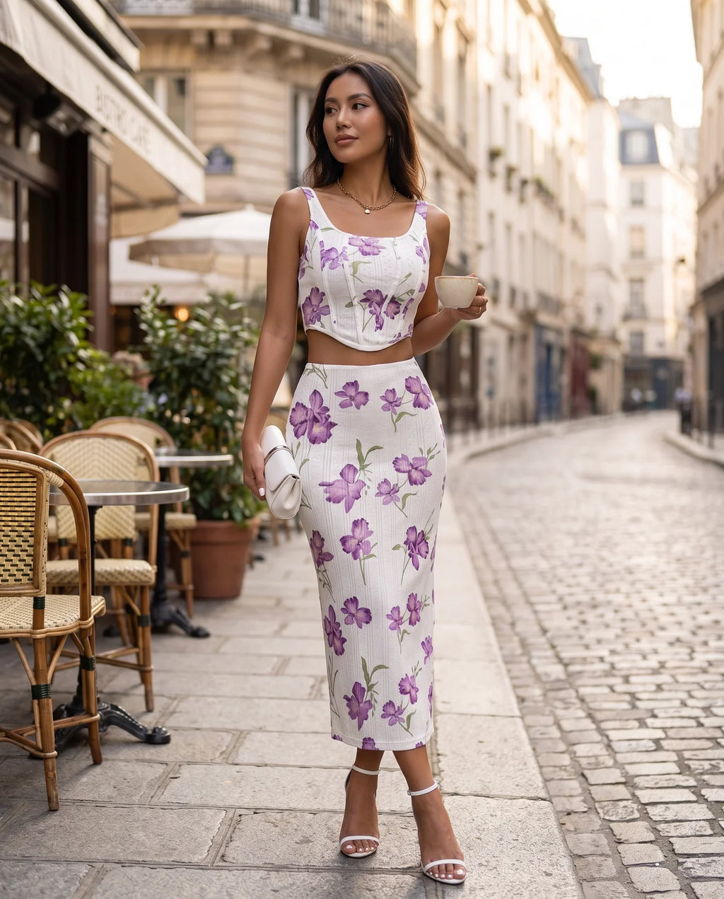 CAPRI | Ensemble top fleuri et jupe moulante