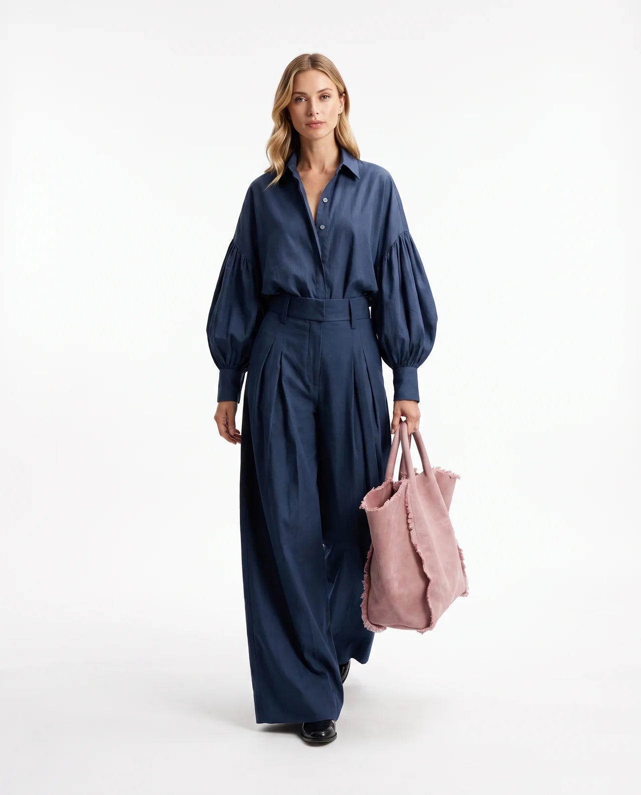SÉRÉNA | Ensemble chemise à manches ballon et pantalon large